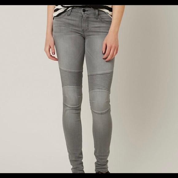 Flying Monkey Denim - Flying Monkey Gray moto skinny jeans sz 27